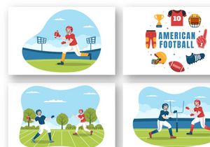 13 American Football Sports Player Illustration