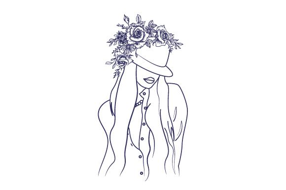 Line Art Flower Drawing Women