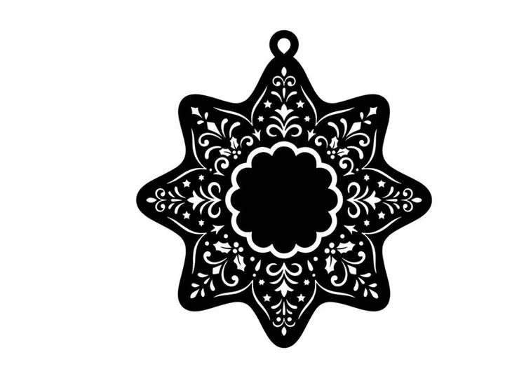 Siluet ornamen Natal hitam putih dengan pola salju bunga rumit