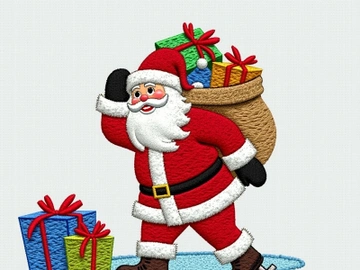Santa is depicted in a festive embroidery design. preview picture