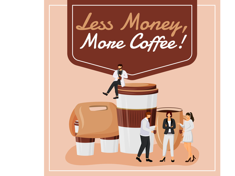 Less money, more coffee social media post mockup