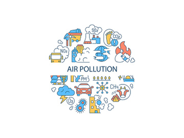 Air pollution abstract color concept layout with headline preview picture