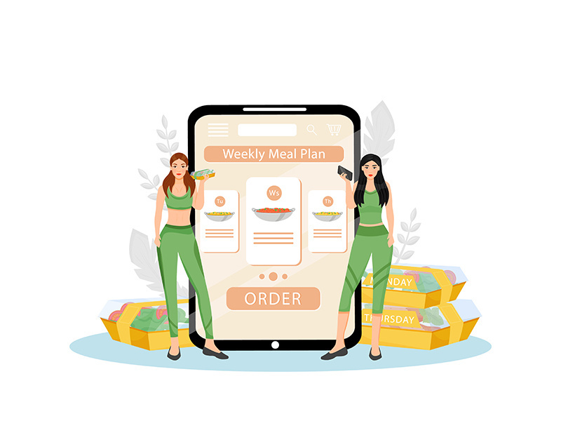 Weekly meal plan flat concept vector illustration