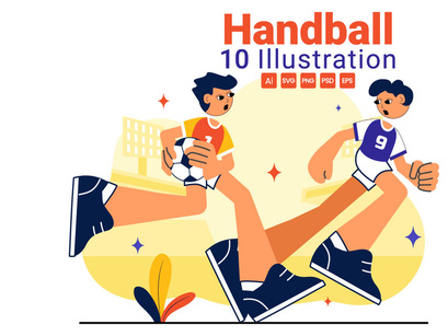 10 Handball Sports Illustration
