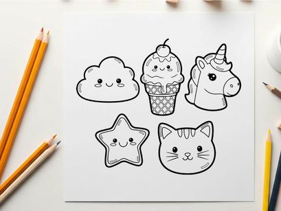 Cute food and animal icons vector illustration flat design