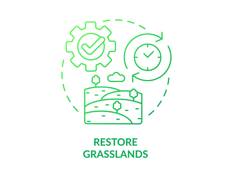 Restore grasslands green gradient concept icon