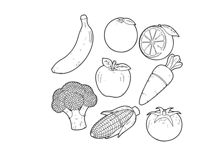 Fresh fruits vegetables flat design vector illustration set