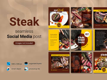 Steak Social Media Post - brown color theme preview picture