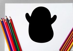 Silueta de un adorable elefante cartoon con orejas grandes
