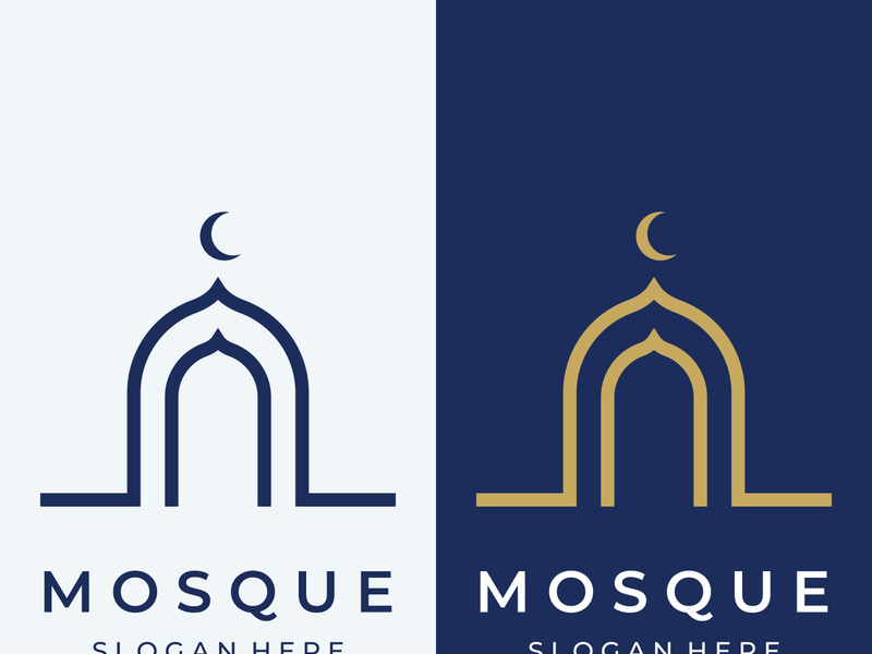 Unique,modern and creative luxury mosque logo with monogram.Logo for islamic,ramadan,company.