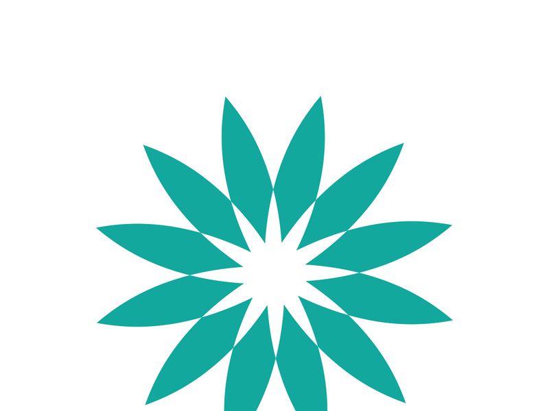 Traditional Asian colorful floral pattern Stained glass mosaic logo tile design inspiration