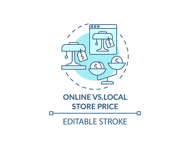 Online vs. local store price concept icon