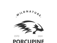 Porcupine logo design. animal vintage minimalist logo Hedgehog modern template icon