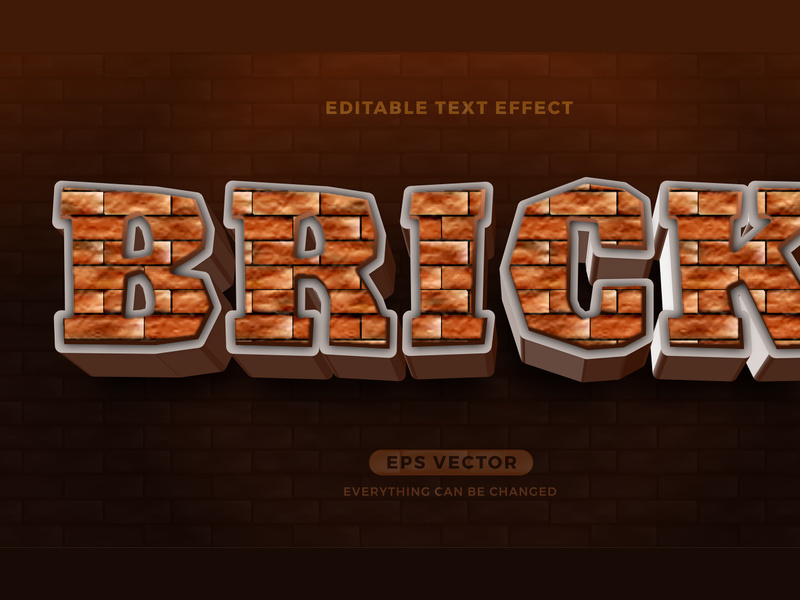 Brick editable text effect style vector