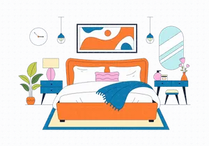 10 Bedroom Vector Illustration