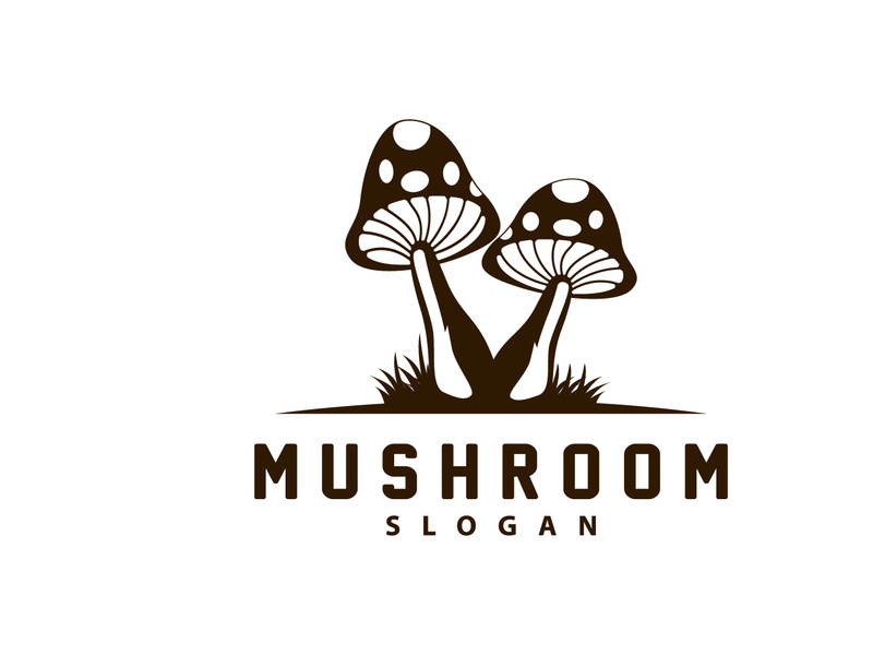 Mushroom Logo, Retro Minimalist Design