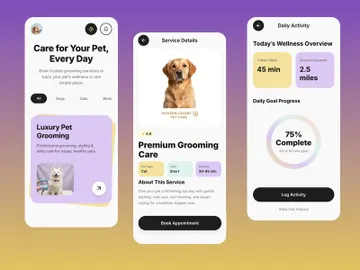 Luxury Pet Grooming & Wellness App Design | Modern Mobile UI Cas preview picture