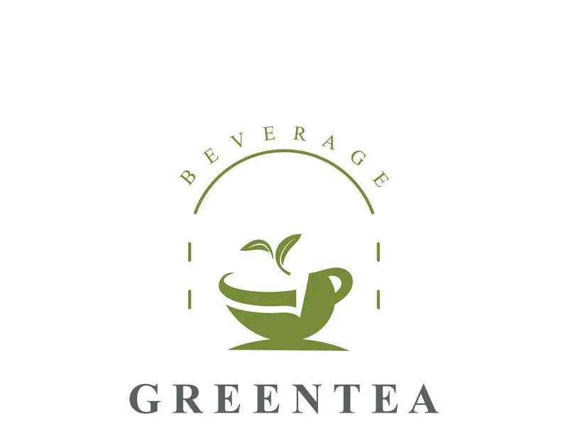 Green tea logo, herbal, organic health minimal design template