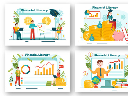 12 Financial Literacy Webinar Vector Illustration