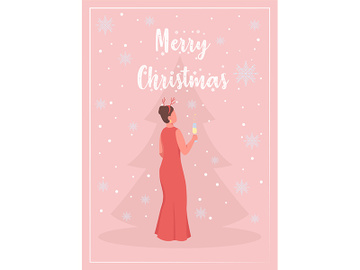 Celebrate Christmas greeting card flat vector template preview picture
