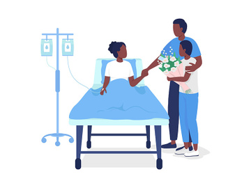 Father visiting daughter at hospital semi flat color vector characters preview picture
