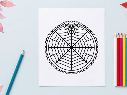 Geometric webbed badge with floral bow design. Vector emblem for branding and decorative patterns.
