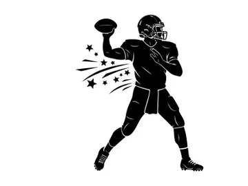 American football player in motion silhouette preview picture