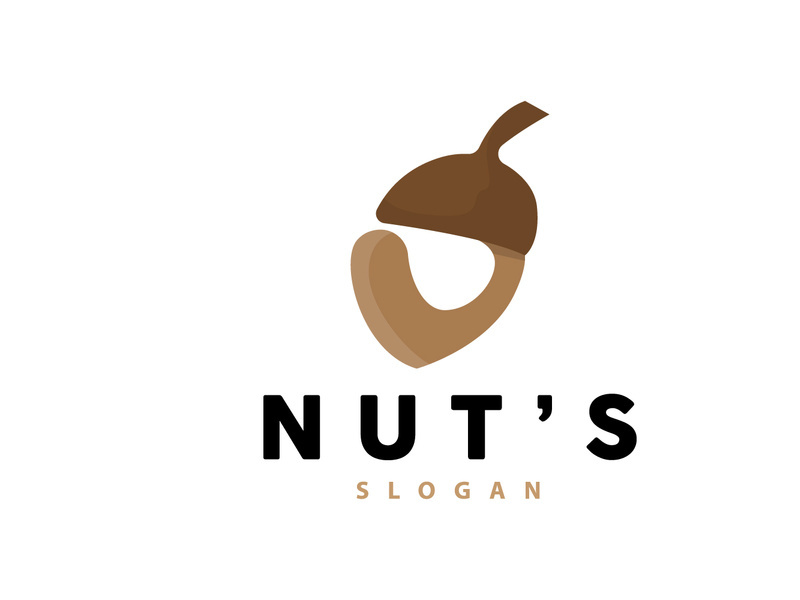 Acorn Logo, Nut Design With Oak Leaves Simple