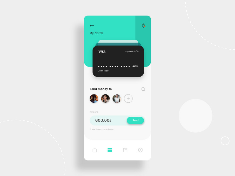 My cards concept screen for Payment app
