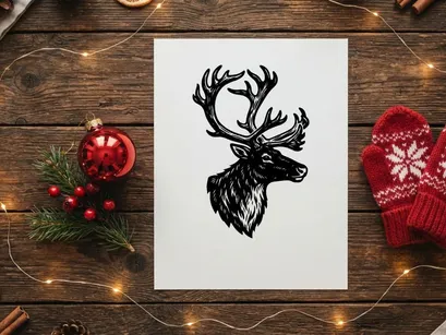 Stilisierte Weihnachts-Rentierkopf-Illustration für weihnachtliche Dekoration