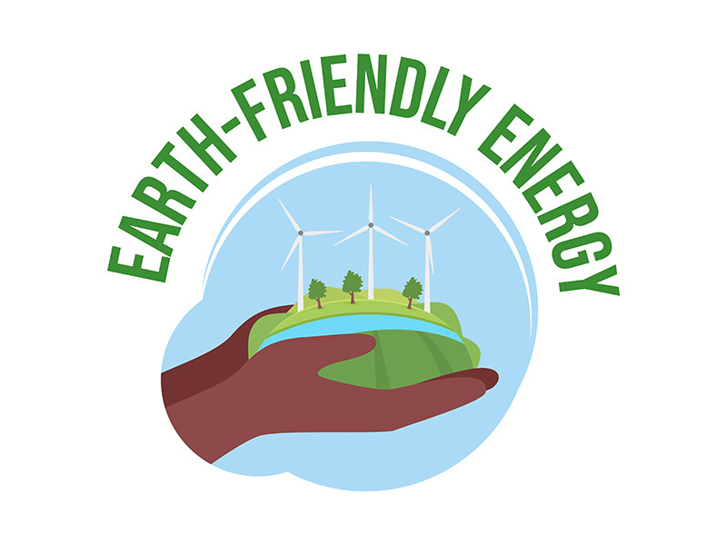 Earth-friendly energy 2D vector isolated illustration