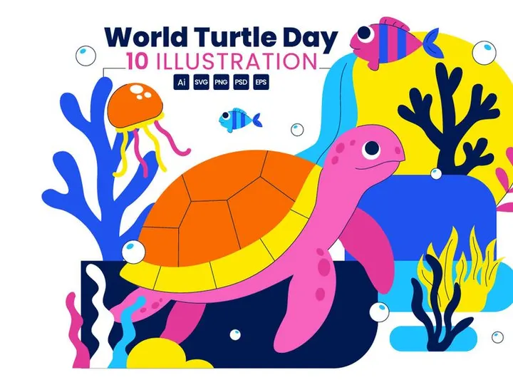 10 World Turtle Day Illustration