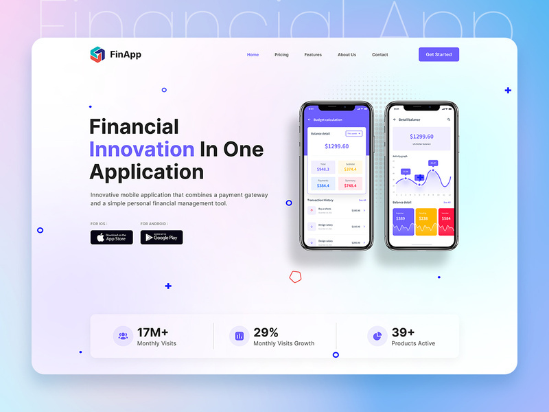 Web Hero Banner UI for Finance App