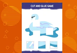 10 Pages Cut and glue game for kids with birds. Cutting practice for preschoolers. Education worksheet.