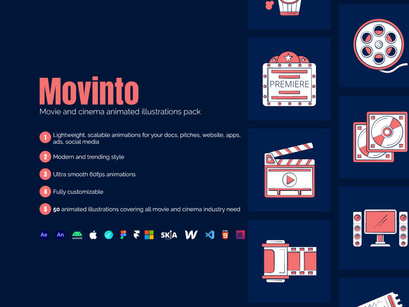 Movinto - Movie and cinema animated illustrations pack