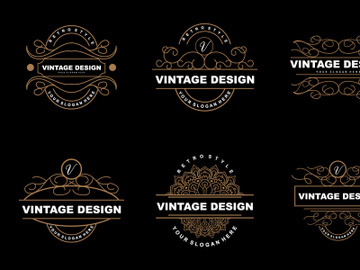Retro Vintage Design, Luxurious Minimalist Vector Ornament Logo preview picture