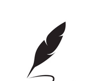 Feather quill design icon and logo illustration classic stationery