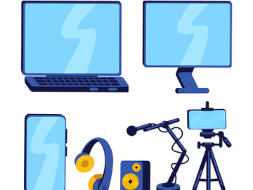 Equipment for vlogger flat color vector object set preview picture