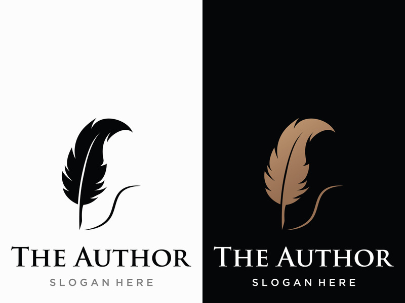 Vintage quill pen logo creative design and with ink.Classic and luxury stationery illustration.