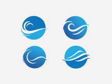 Blue Wave Logo Vector.  wAter wave illustration template design