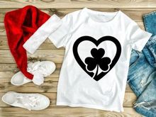 Black heart shape with four leaf clover symbol love luck vector