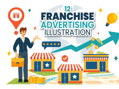 12 Franchise Advertising Business Illustration