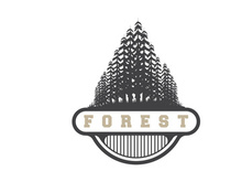 Forest Logo, Vector Forest Wood With Pine Trees Design