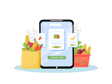 Greengrocery online ordering flat concept vector illustration preview picture