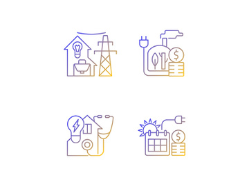 Electrical energy purchase linear icons set preview picture