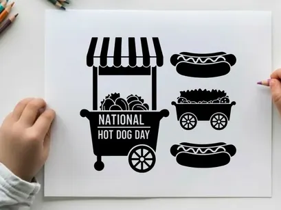 ilustração vetorial de carrinho de cachorro-quente do dia nacional do cachorro-quente