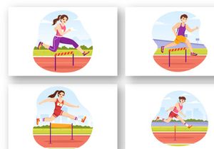 11 Hurdle Long Jump Sportsman Illustration