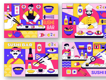 10 Sushi Bar Illustration