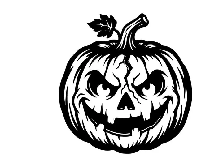 Spooky Halloween Pumpkin with Menacing Jack-o'-Lantern Face