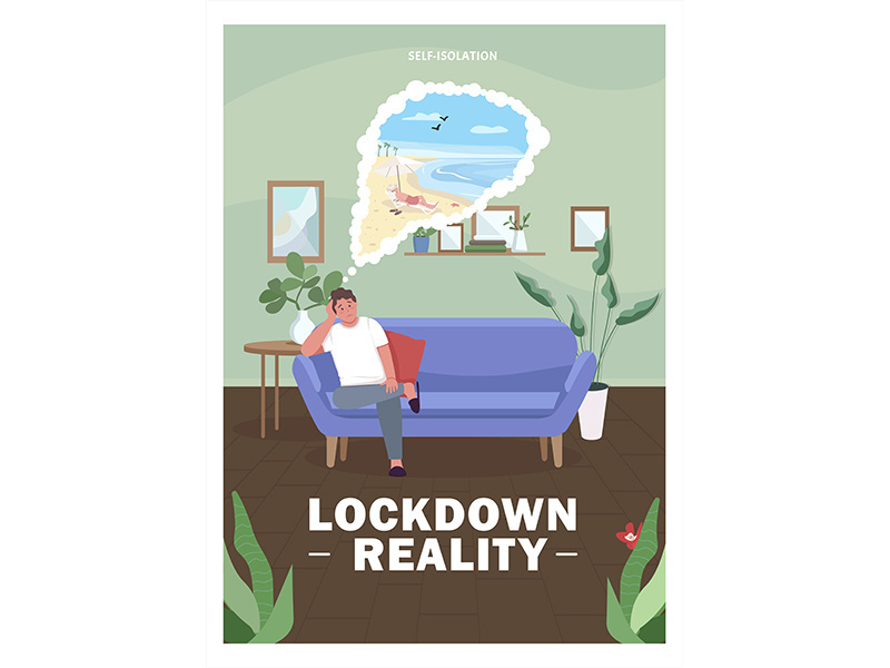 Lockdown reality poster flat vector template